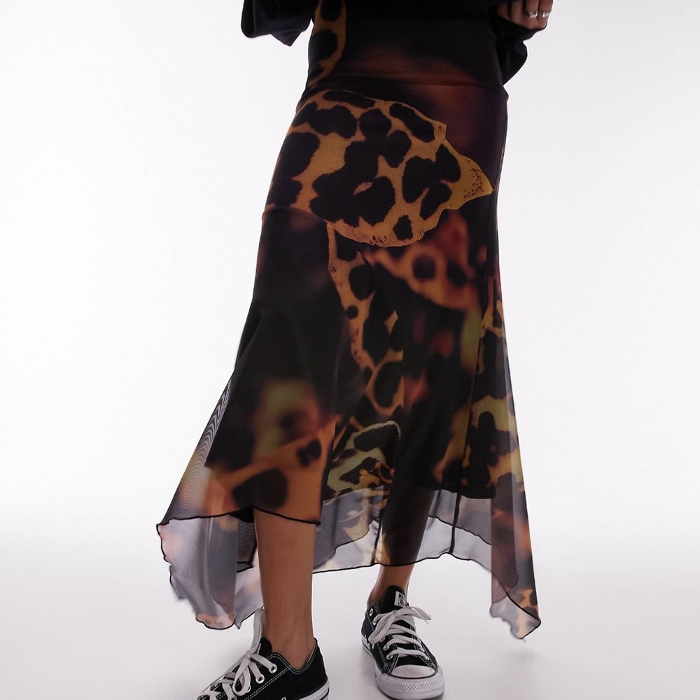 Topshop animal floral print skirt